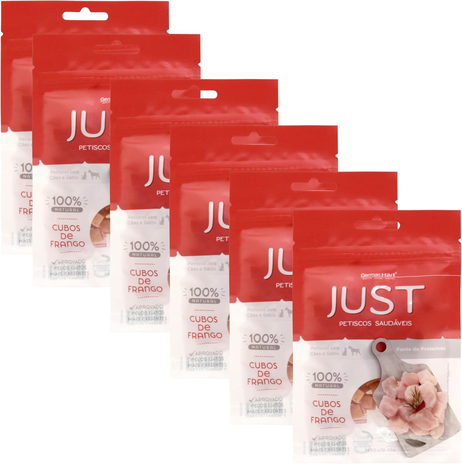 JUST Petiscos Saudáveis pack com 6 unidades Cubos de Frango 55g